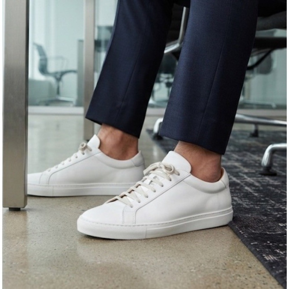 SUITSUPPLY FW1480 Sneakers Men's EU 43/ US 10 Leather Low Top White Minimalist